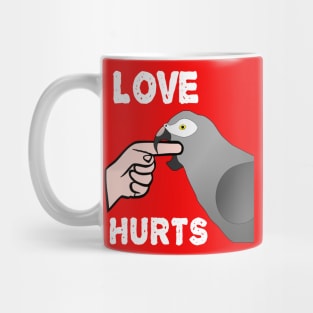 Love Hurts Timneh African Grey Parrot Biting Mug